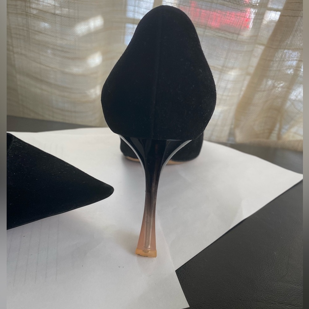 Christian Dior black suede leather pumps heels size 7-37D mules sandals slip ons - Picture 4 of 9